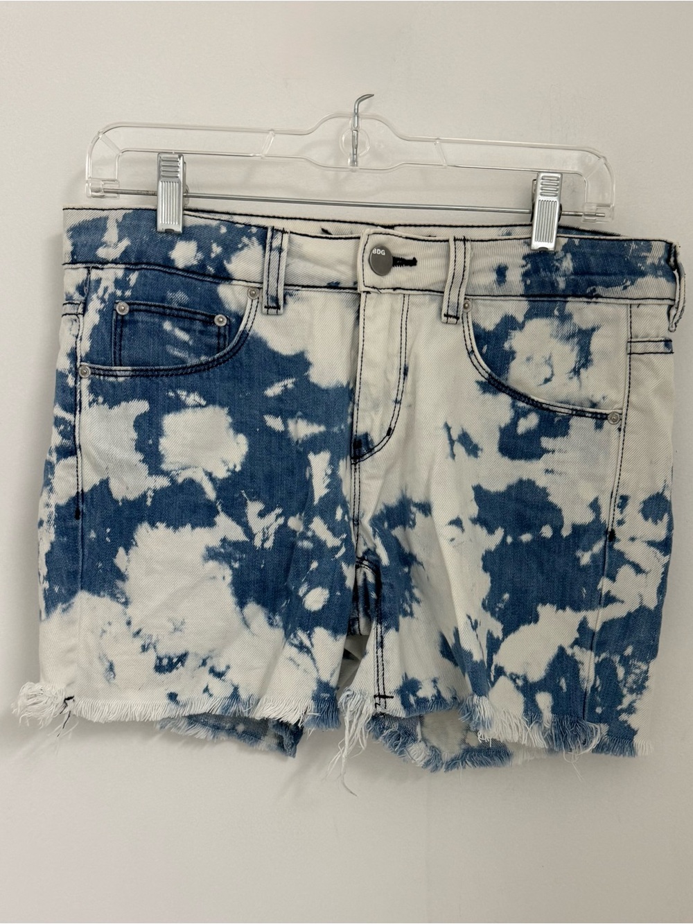 Vintage 90s BDG Made in USA Bleach Cloud Denim Shorts Size 4 (Fits Small)